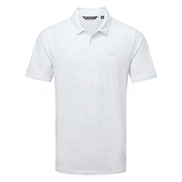 Картинка Поло TravisMathew Warmer Tides Scoop White от магазина Гольф Маркет - магазин товаров для гольфа