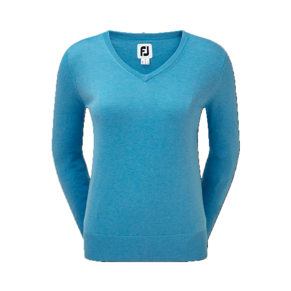 Картинка Пуловер женский FJ Wool Blend V-Neck Light Blue от магазина Гольф Маркет - магазин товаров для гольфа